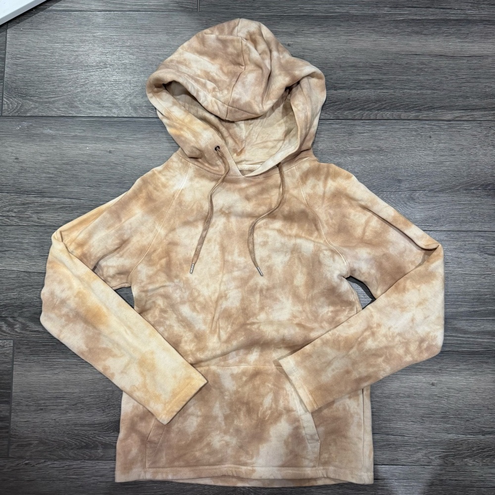 Hudson Womens Brown Beige Tie Dye Hoodie Sweatshirt Size Small